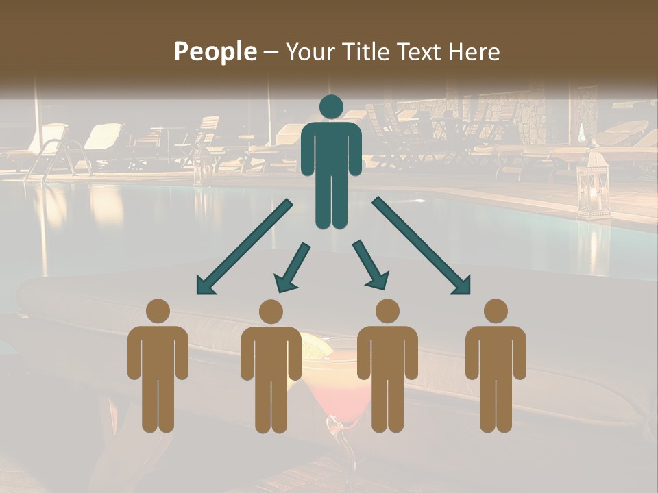 A Pool With Lounge Chairs And A Lemon Slice On It PowerPoint Template