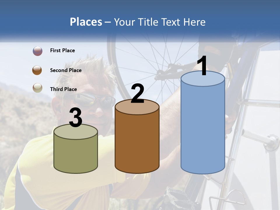 A Man In A Yellow Shirt Is Fixing A Bicycle PowerPoint Template