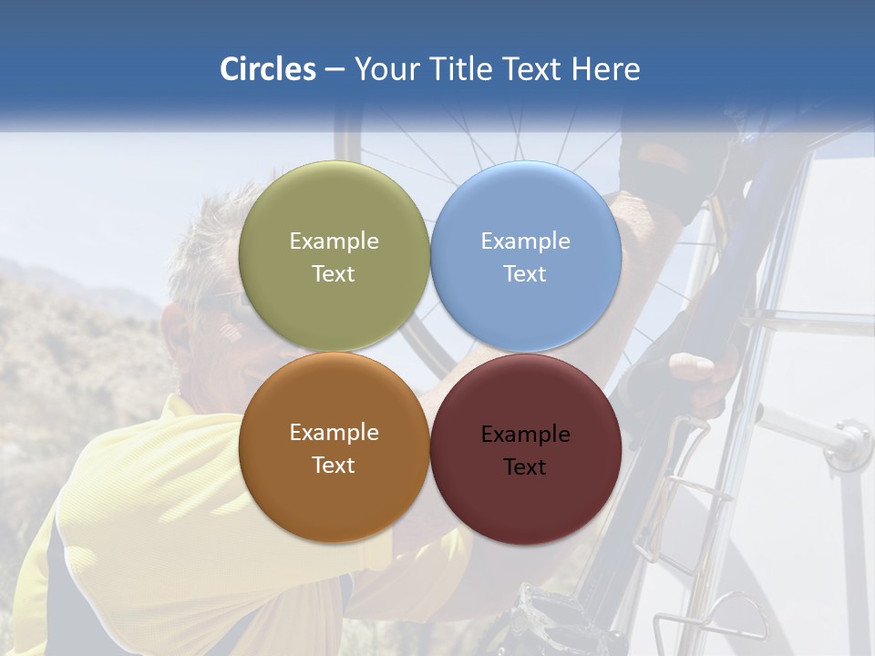 A Man In A Yellow Shirt Is Fixing A Bicycle PowerPoint Template