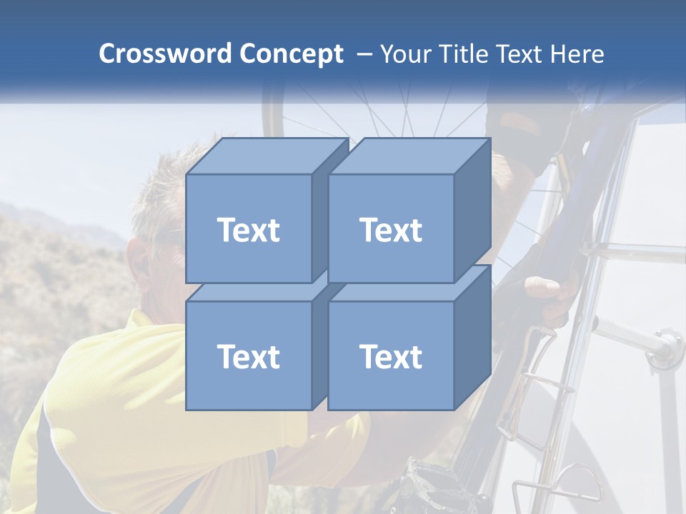 A Man In A Yellow Shirt Is Fixing A Bicycle PowerPoint Template