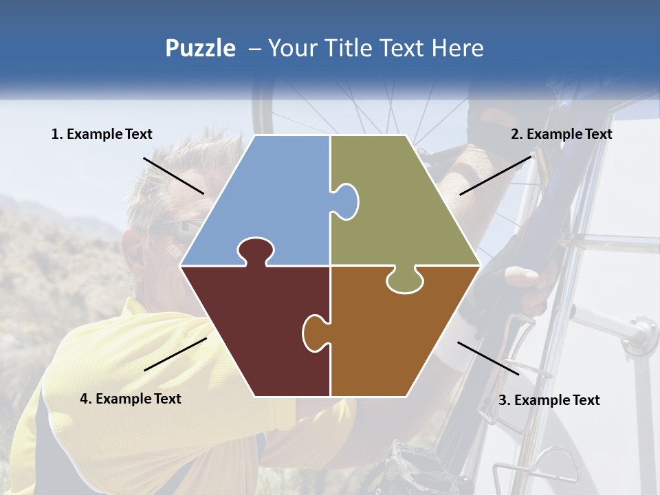 A Man In A Yellow Shirt Is Fixing A Bicycle PowerPoint Template