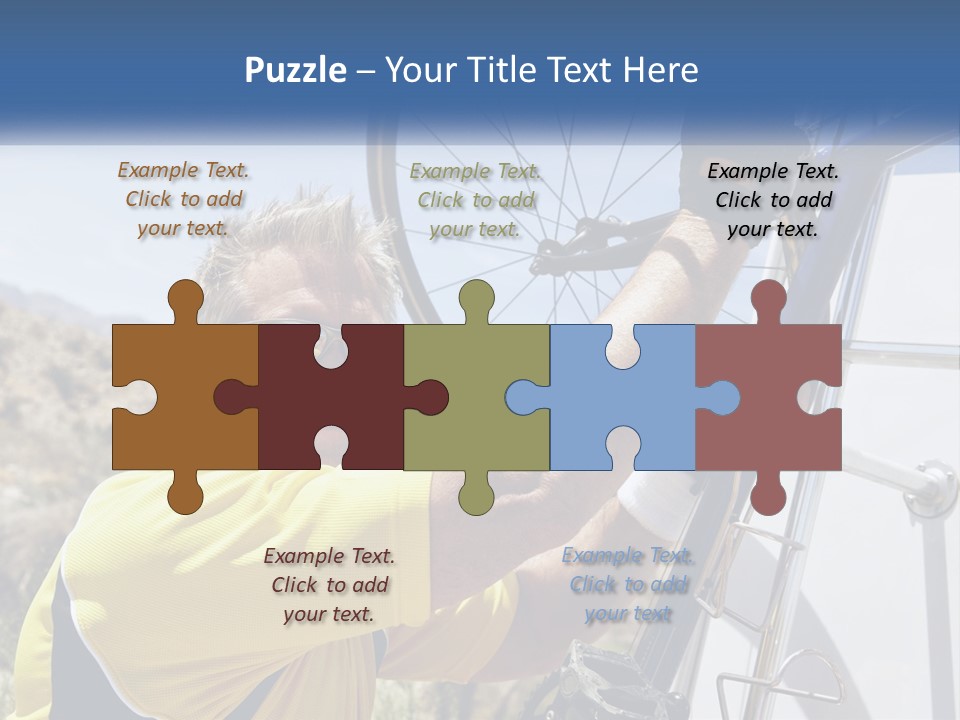 A Man In A Yellow Shirt Is Fixing A Bicycle PowerPoint Template
