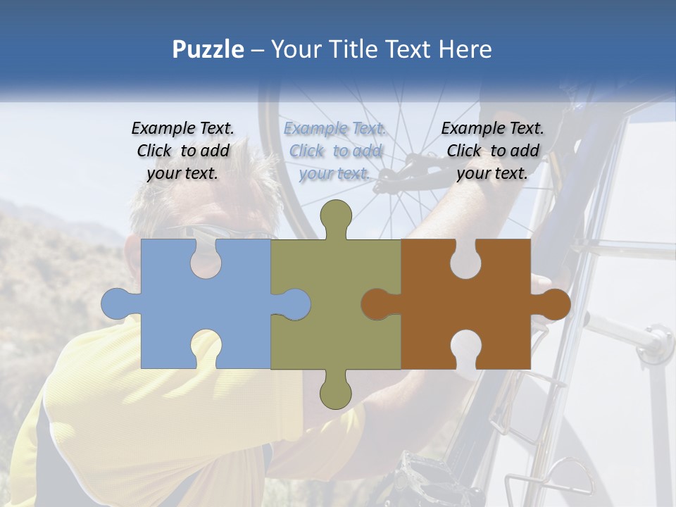 A Man In A Yellow Shirt Is Fixing A Bicycle PowerPoint Template
