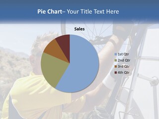 A Man In A Yellow Shirt Is Fixing A Bicycle PowerPoint Template