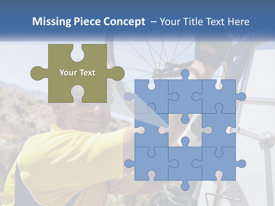 A Man In A Yellow Shirt Is Fixing A Bicycle PowerPoint Template