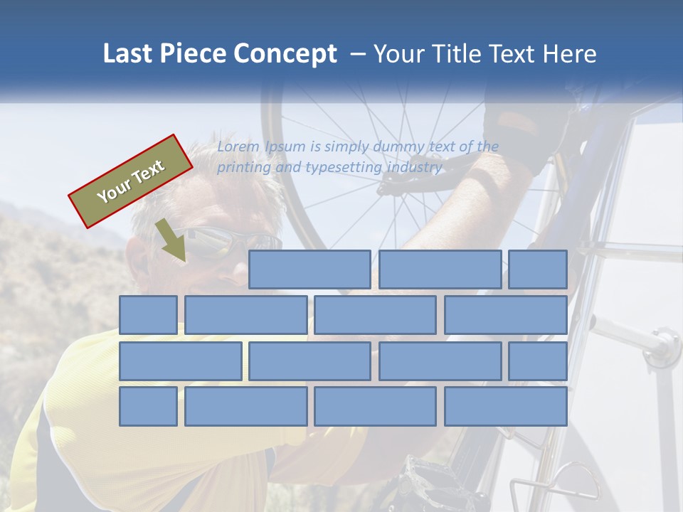 A Man In A Yellow Shirt Is Fixing A Bicycle PowerPoint Template