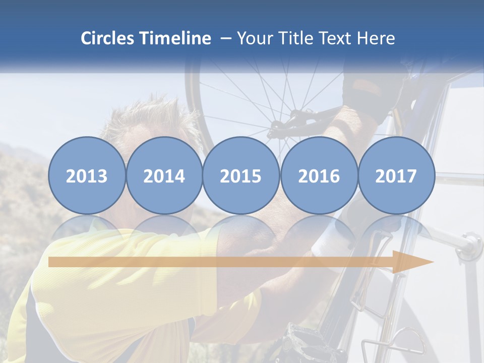 A Man In A Yellow Shirt Is Fixing A Bicycle PowerPoint Template