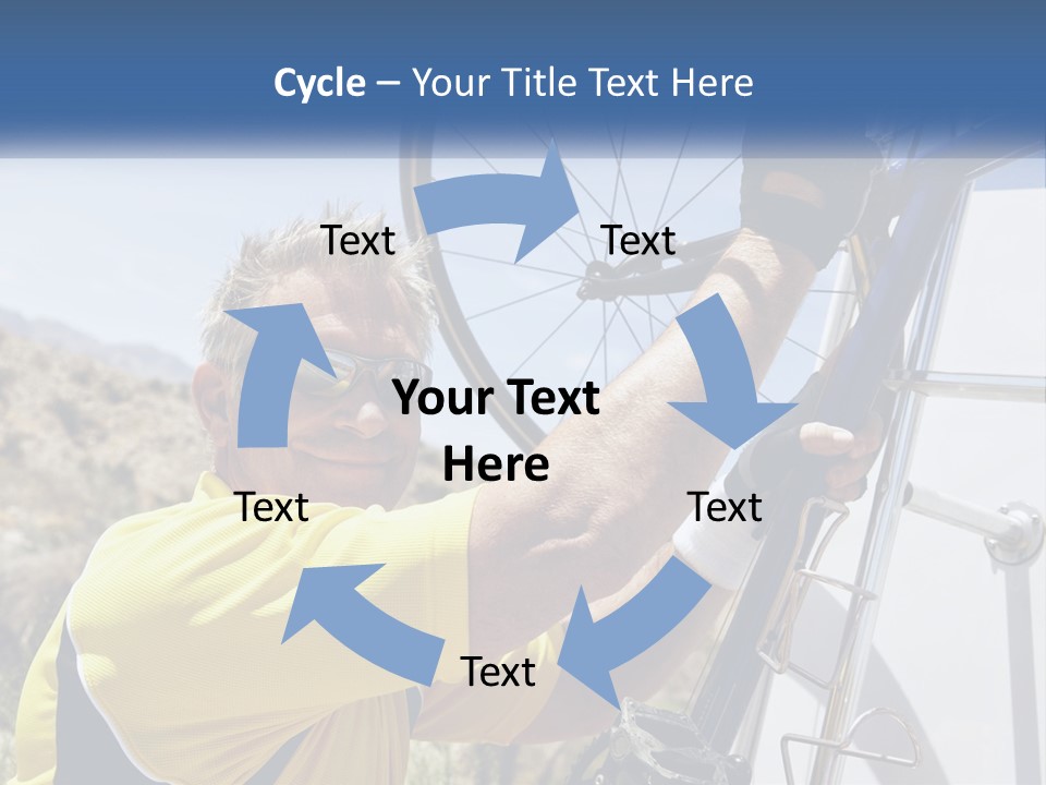 A Man In A Yellow Shirt Is Fixing A Bicycle PowerPoint Template