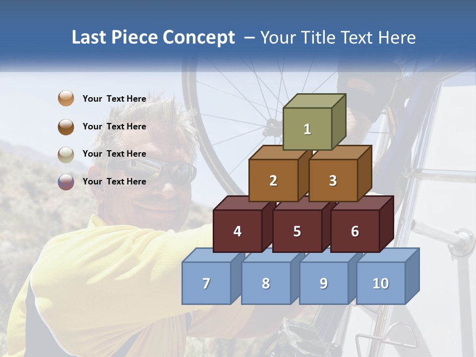 A Man In A Yellow Shirt Is Fixing A Bicycle PowerPoint Template