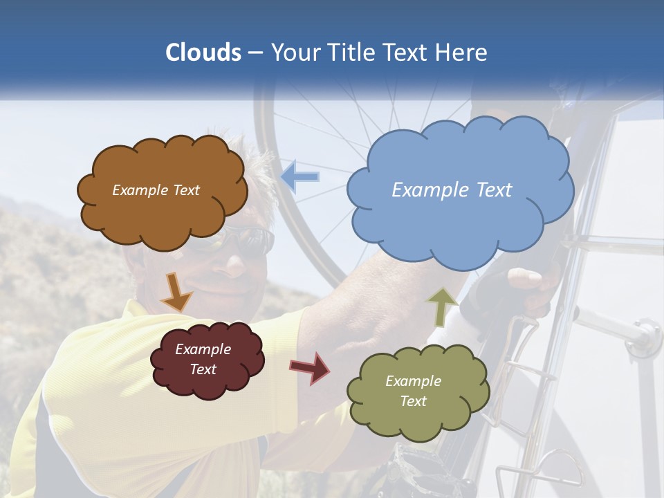 A Man In A Yellow Shirt Is Fixing A Bicycle PowerPoint Template