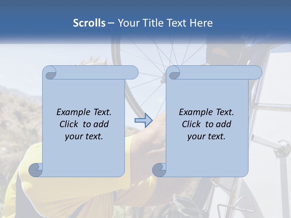 A Man In A Yellow Shirt Is Fixing A Bicycle PowerPoint Template