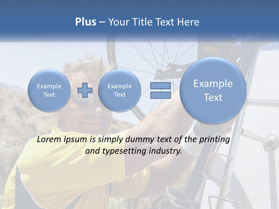 A Man In A Yellow Shirt Is Fixing A Bicycle PowerPoint Template