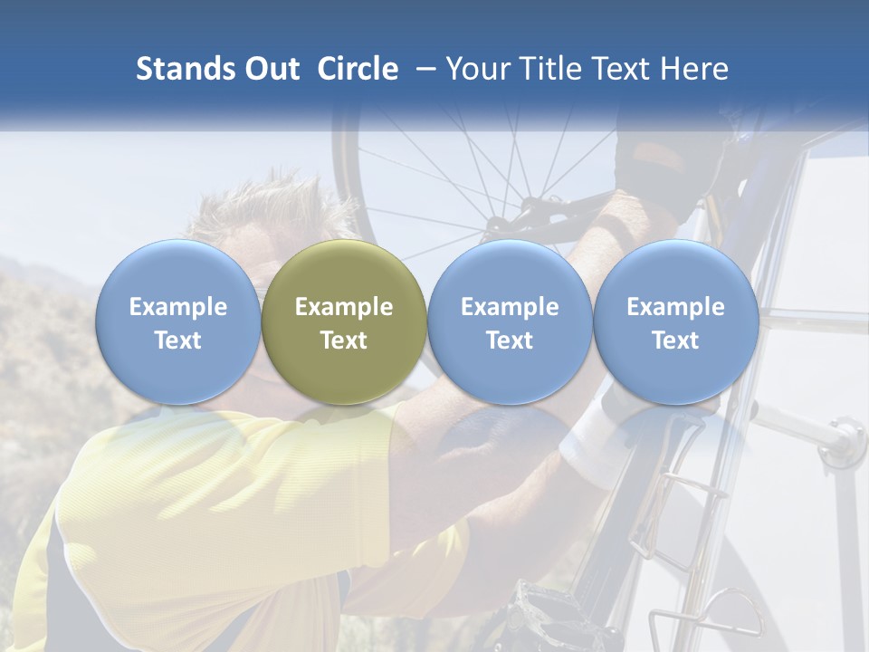A Man In A Yellow Shirt Is Fixing A Bicycle PowerPoint Template