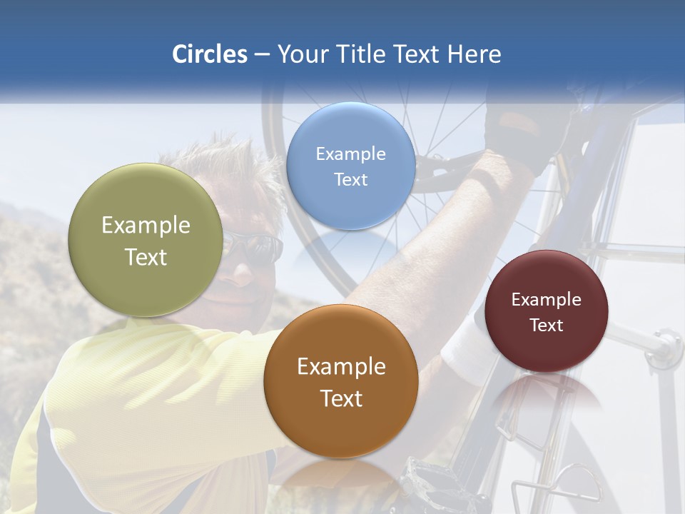A Man In A Yellow Shirt Is Fixing A Bicycle PowerPoint Template