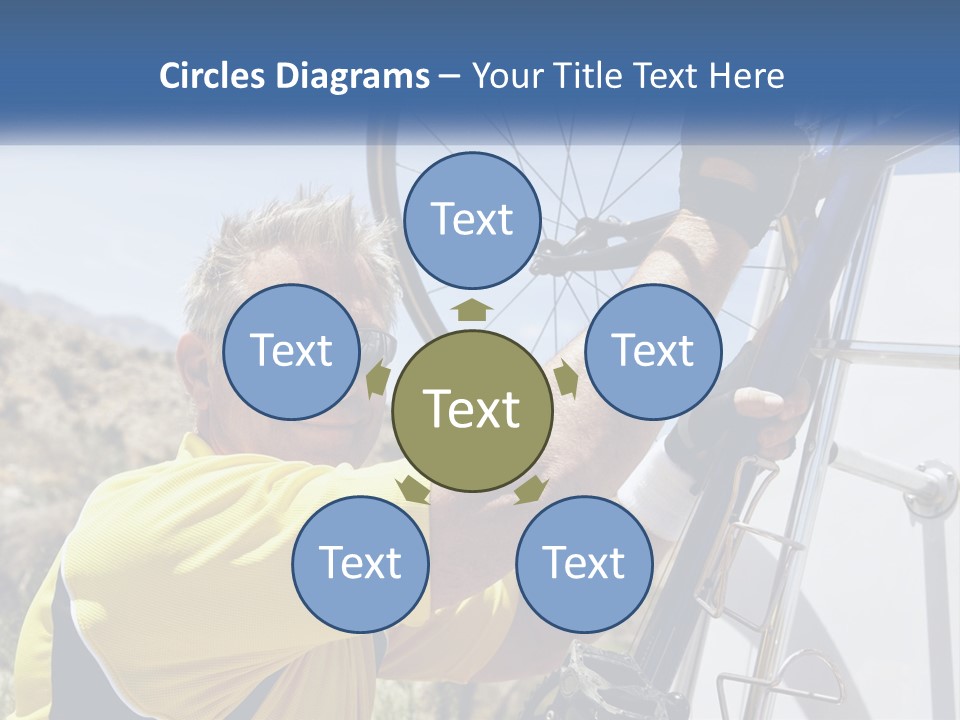 A Man In A Yellow Shirt Is Fixing A Bicycle PowerPoint Template