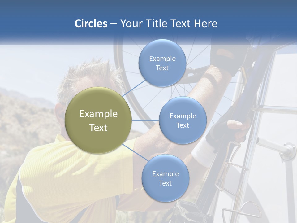 A Man In A Yellow Shirt Is Fixing A Bicycle PowerPoint Template
