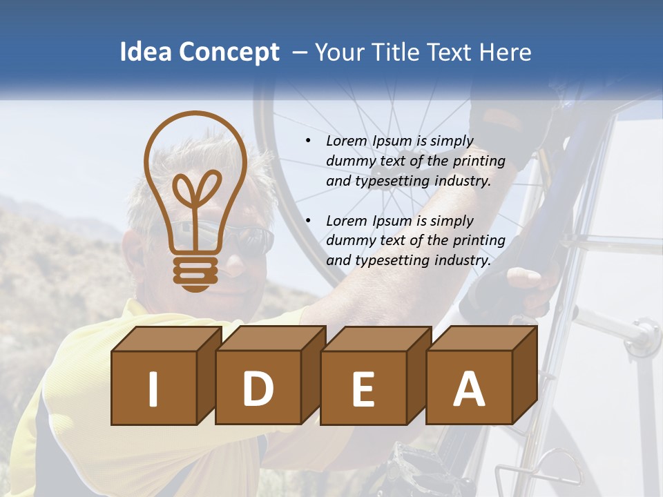 A Man In A Yellow Shirt Is Fixing A Bicycle PowerPoint Template