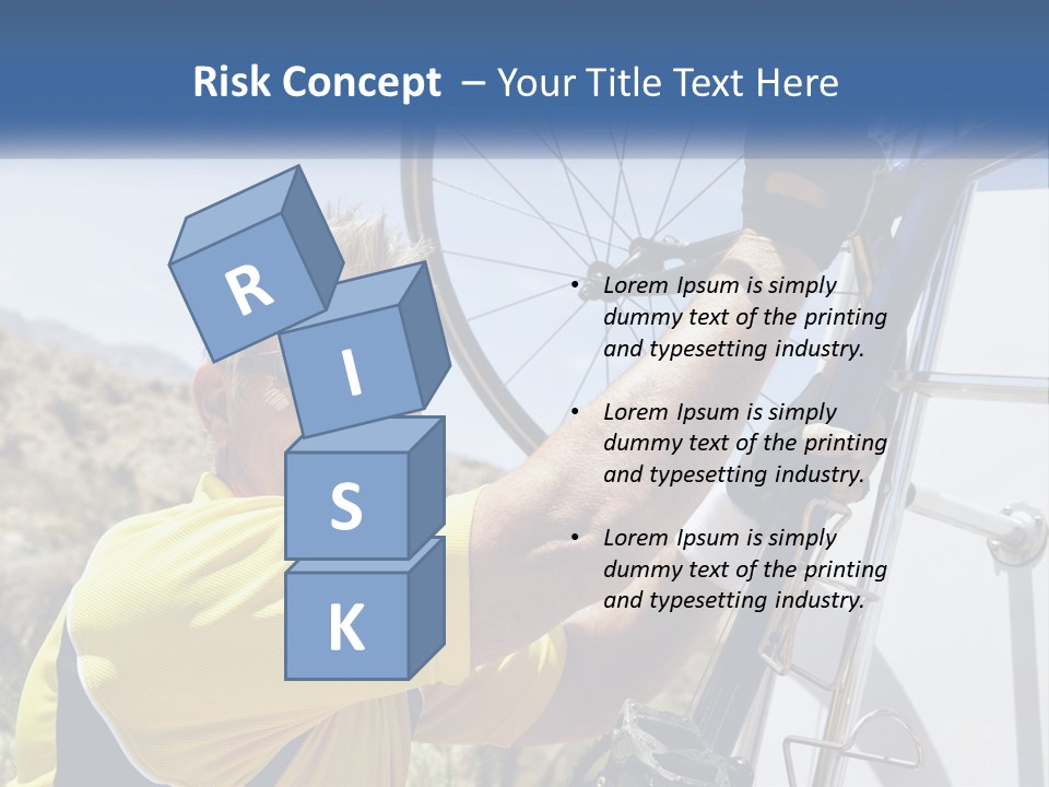 A Man In A Yellow Shirt Is Fixing A Bicycle PowerPoint Template