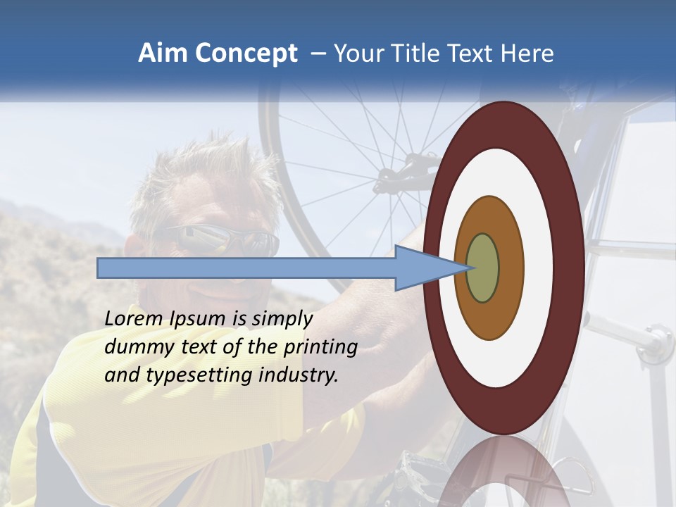 A Man In A Yellow Shirt Is Fixing A Bicycle PowerPoint Template