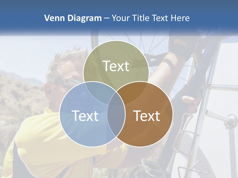 A Man In A Yellow Shirt Is Fixing A Bicycle PowerPoint Template