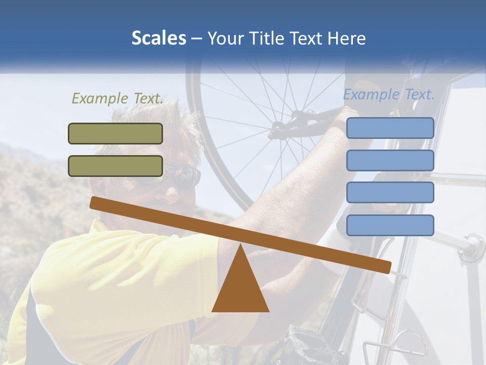 A Man In A Yellow Shirt Is Fixing A Bicycle PowerPoint Template