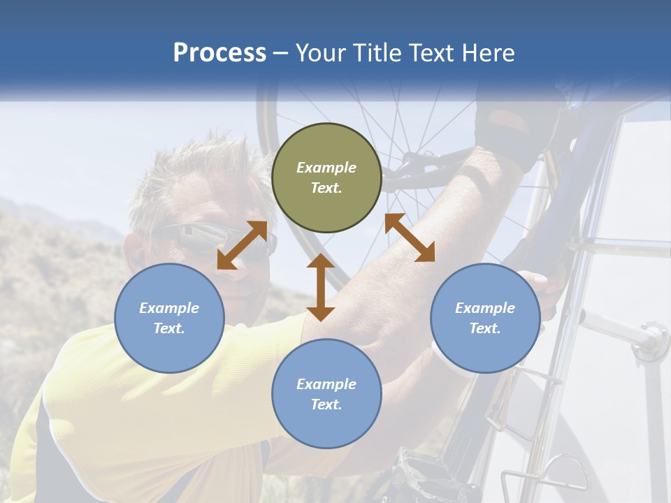 A Man In A Yellow Shirt Is Fixing A Bicycle PowerPoint Template