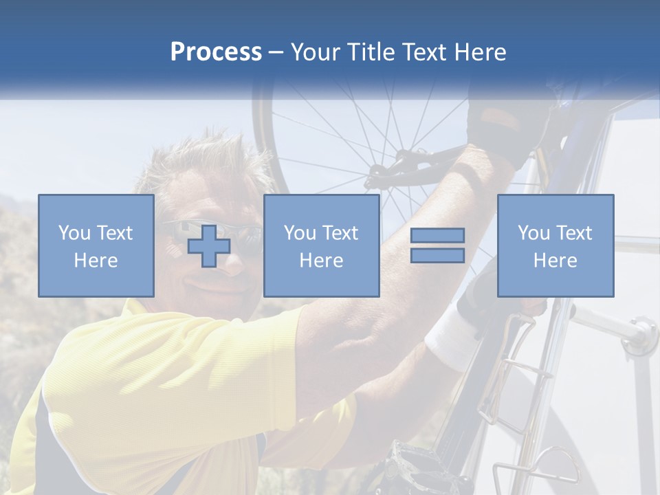 A Man In A Yellow Shirt Is Fixing A Bicycle PowerPoint Template
