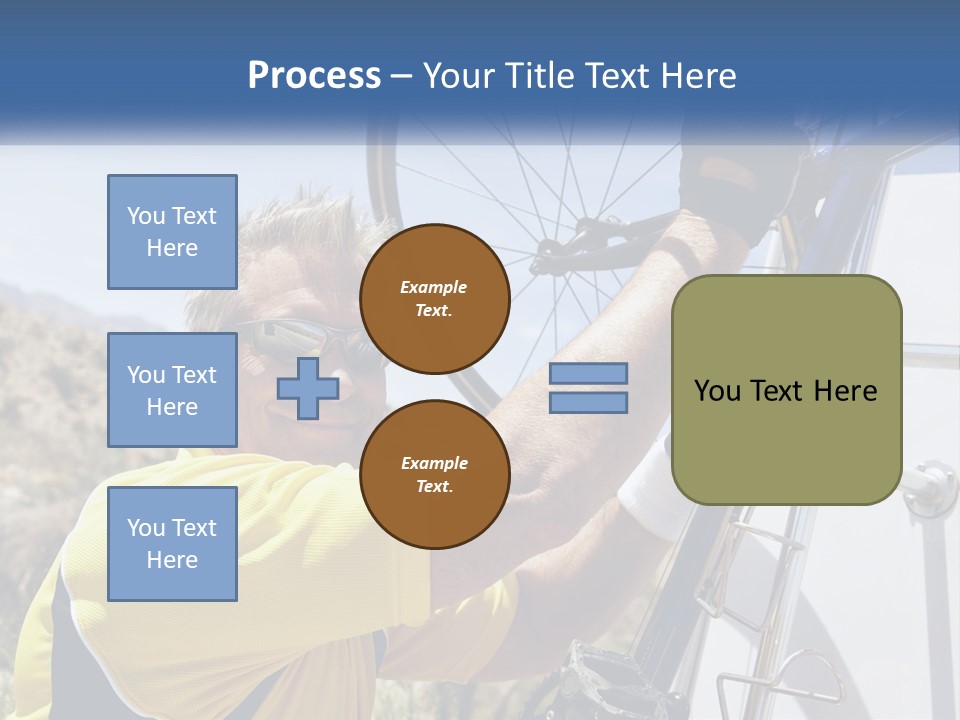 A Man In A Yellow Shirt Is Fixing A Bicycle PowerPoint Template