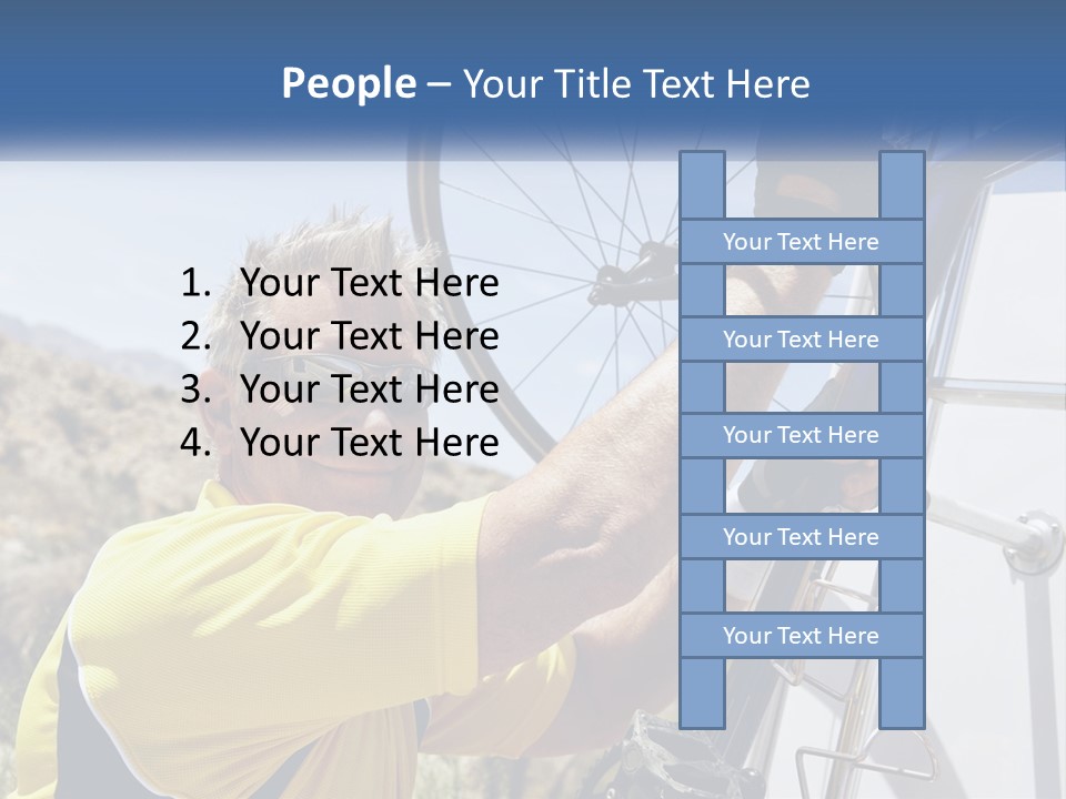 A Man In A Yellow Shirt Is Fixing A Bicycle PowerPoint Template