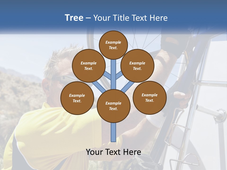 A Man In A Yellow Shirt Is Fixing A Bicycle PowerPoint Template