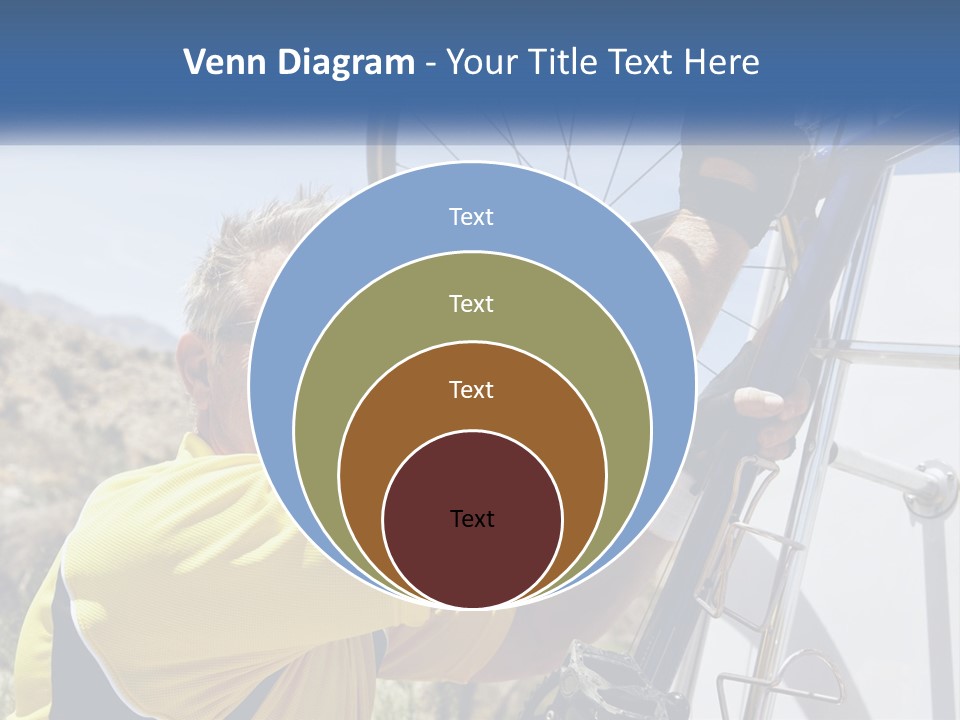 A Man In A Yellow Shirt Is Fixing A Bicycle PowerPoint Template