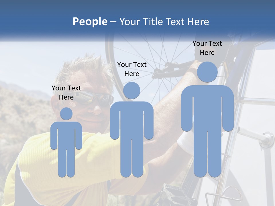 A Man In A Yellow Shirt Is Fixing A Bicycle PowerPoint Template