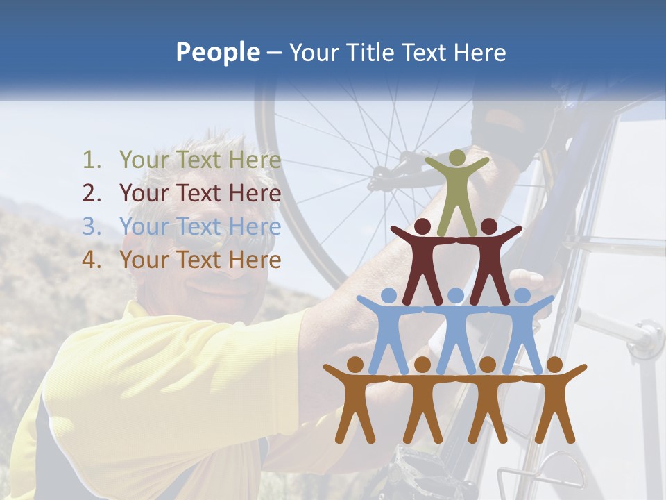 A Man In A Yellow Shirt Is Fixing A Bicycle PowerPoint Template
