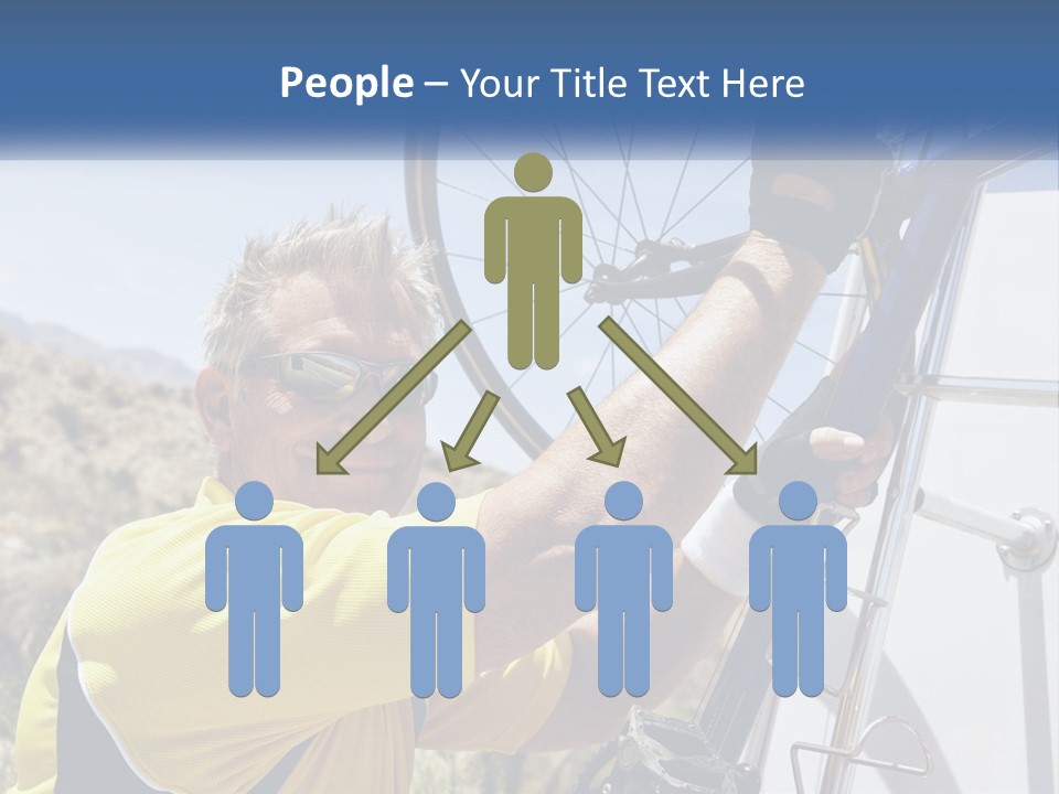 A Man In A Yellow Shirt Is Fixing A Bicycle PowerPoint Template