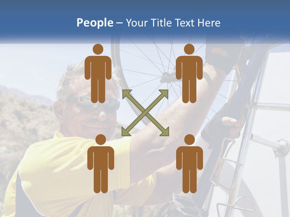 A Man In A Yellow Shirt Is Fixing A Bicycle PowerPoint Template