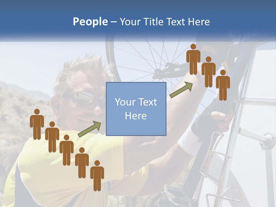 A Man In A Yellow Shirt Is Fixing A Bicycle PowerPoint Template