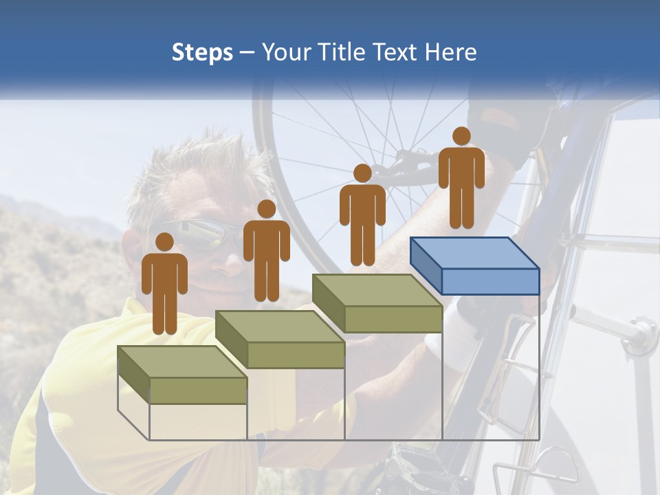 A Man In A Yellow Shirt Is Fixing A Bicycle PowerPoint Template