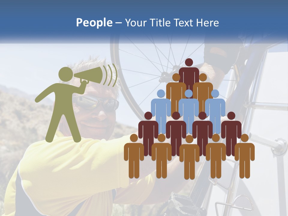 A Man In A Yellow Shirt Is Fixing A Bicycle PowerPoint Template