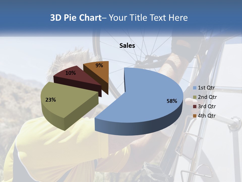 A Man In A Yellow Shirt Is Fixing A Bicycle PowerPoint Template