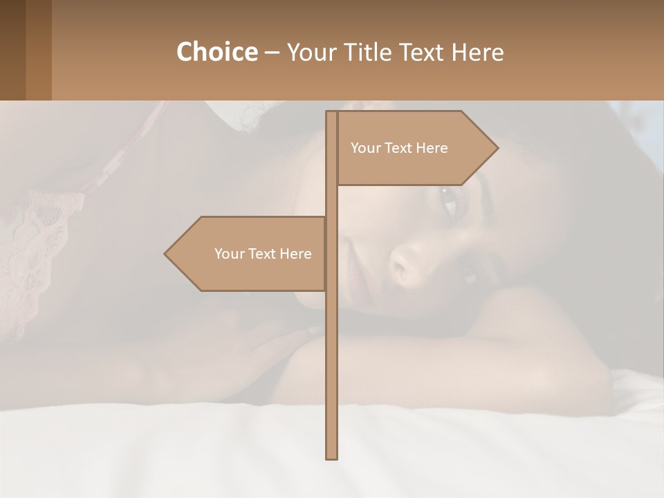 A Beautiful Woman Laying On Top Of A Bed PowerPoint Template