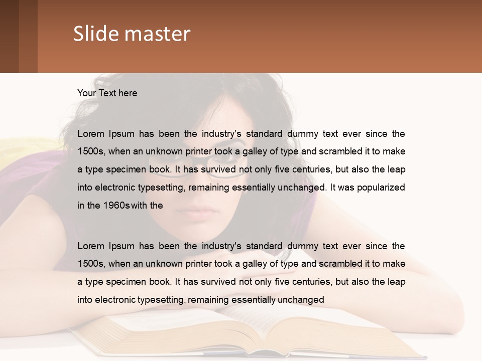 A Woman Laying On A Table With A Book In Front Of Her PowerPoint Template