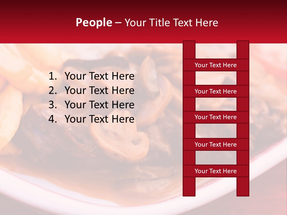 A Plate Of Food With Meat And Mushrooms On It PowerPoint Template