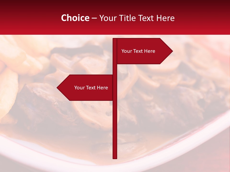 A Plate Of Food With Meat And Mushrooms On It PowerPoint Template