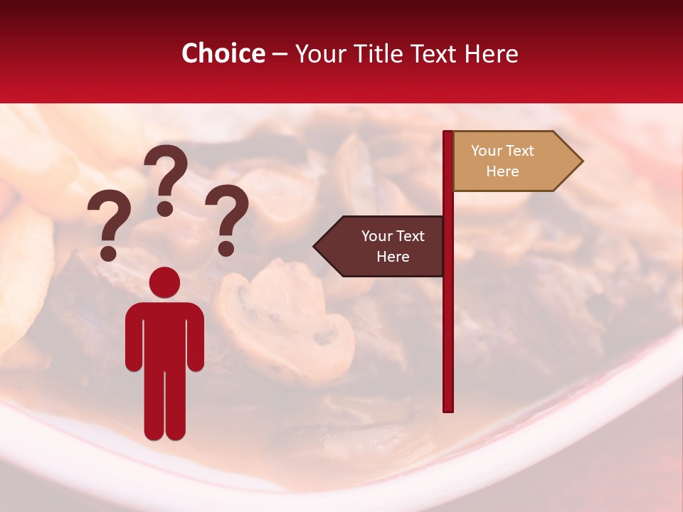 A Plate Of Food With Meat And Mushrooms On It PowerPoint Template