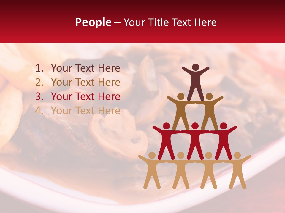 A Plate Of Food With Meat And Mushrooms On It PowerPoint Template