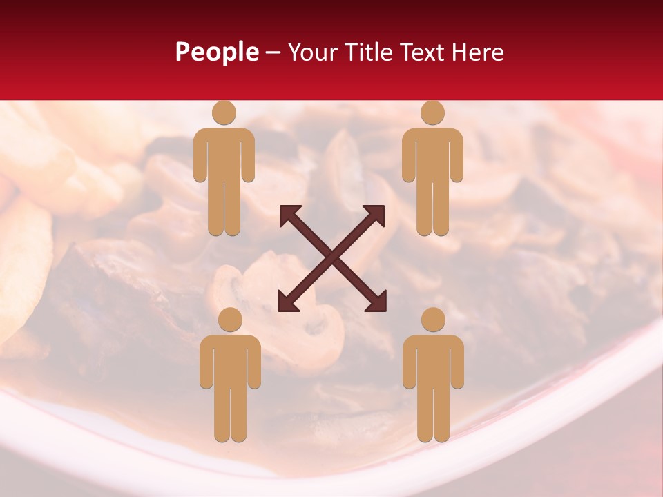 A Plate Of Food With Meat And Mushrooms On It PowerPoint Template