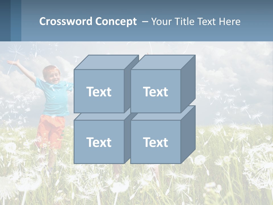 Two Children Jumping In A Field Of Dandelions PowerPoint Template