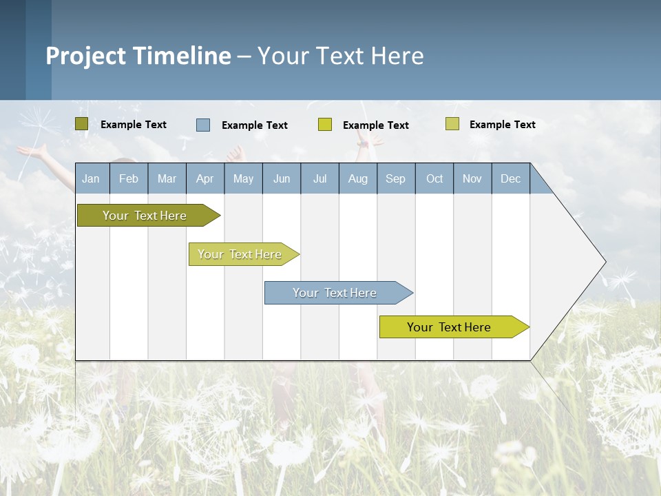 Two Children Jumping In A Field Of Dandelions PowerPoint Template