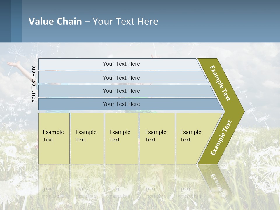 Two Children Jumping In A Field Of Dandelions PowerPoint Template