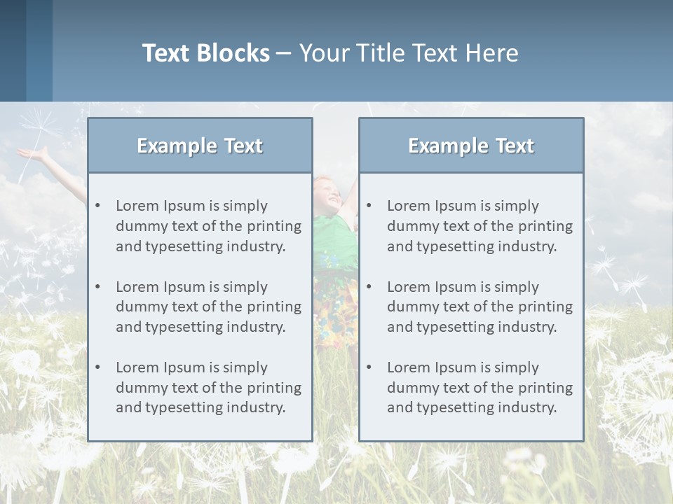 Two Children Jumping In A Field Of Dandelions PowerPoint Template